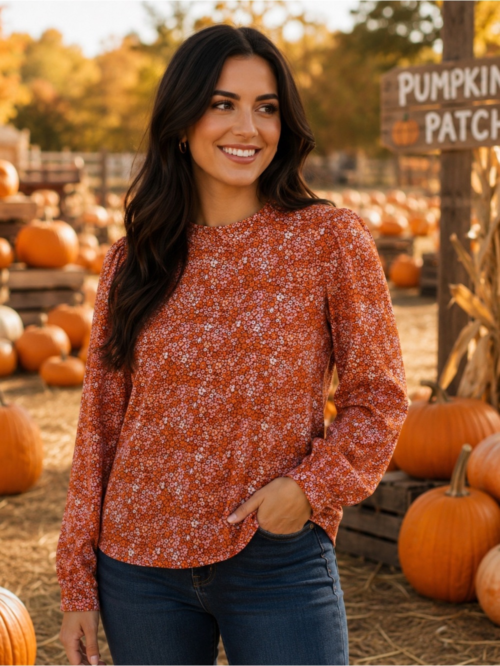 Universal Thread Floral Blouse, Large - Picture 3 of 7